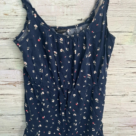 Banana republic blue floral dress size large petite - Picture 3 of 8